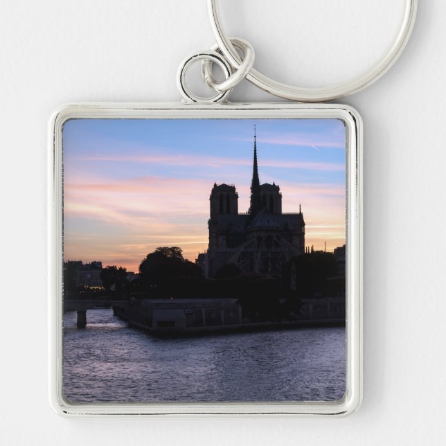 Sunset on Notre Dame de Paris - Paris, France Keychain (Front)