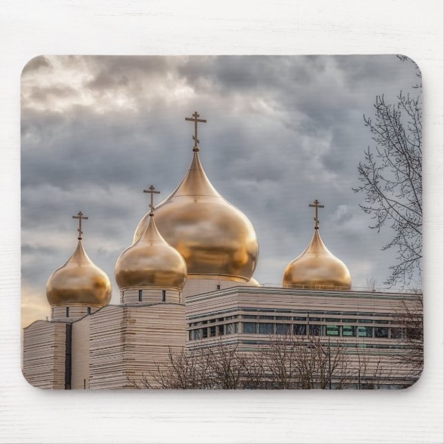 Sunset on Russian Orthodox Cathedral in Paris Mouse Pad (Front)