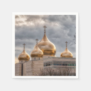 Sunset on Russian Orthodox Cathedral in Paris Napkin