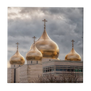 Sunset on Russian Orthodox Cathedral in Paris Tile