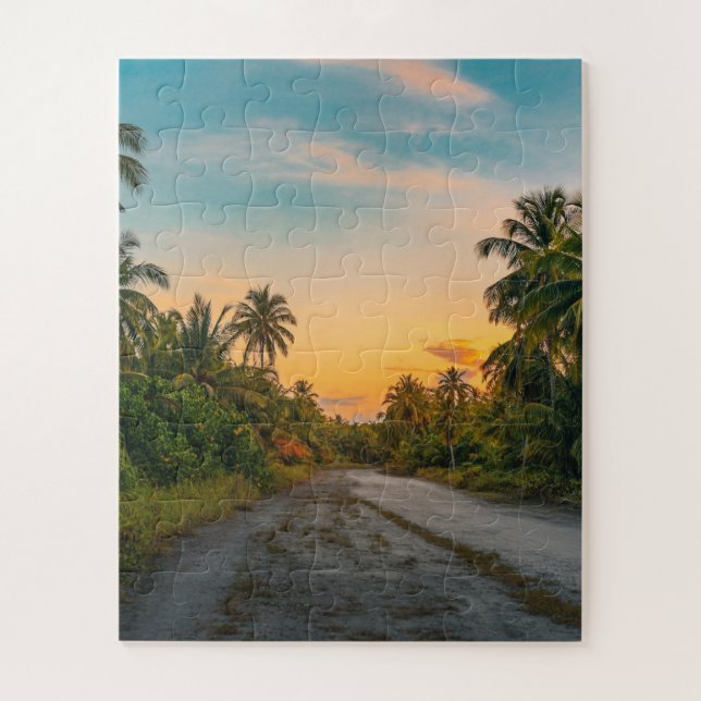 Sunset on Sandy Beach Path Jigsaw Puzzle (Vertical)