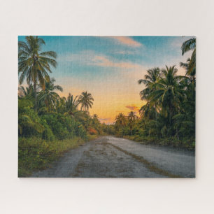 Sunset on Sandy Beach Path Jigsaw Puzzle