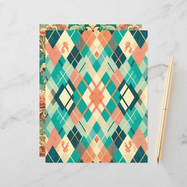 Sunset on Sea Patterned Scrapbook Paper (Front/Back In Situ)