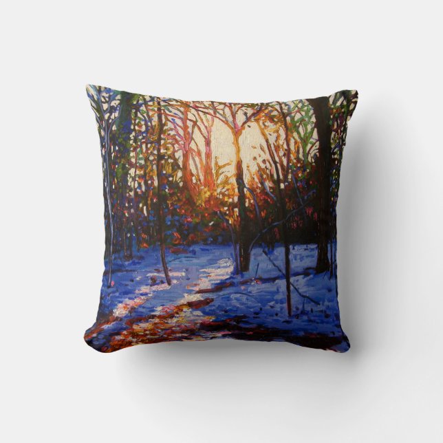 Sunset on snow 2010 throw pillow (Front)