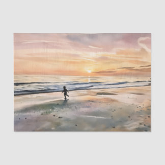 Sunset on the Beach child playing tissue paper