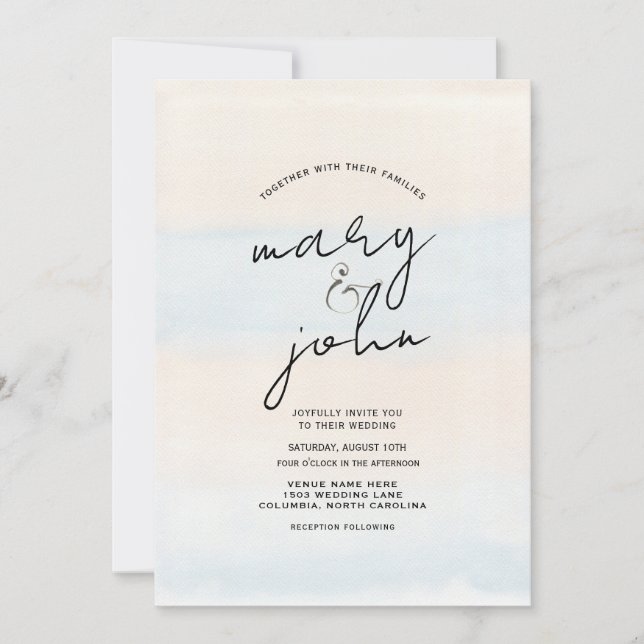 sunset on the beach destination wedding coral invitation (Front)