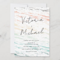 sunset on the beach destination wedding invitation