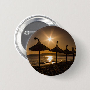 Sunset on the beach, Mallorca, Spain 2 Inch Round Button