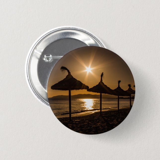 Sunset on the beach, Mallorca, Spain 2 Inch Round Button (Front & Back)