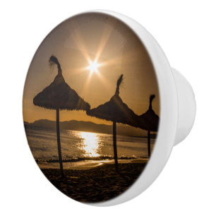 Sunset on the beach, Mallorca, Spain Ceramic Knob