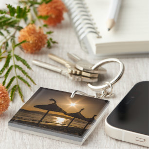 Sunset on the beach, Mallorca, Spain Keychain