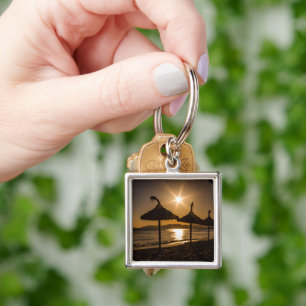 Sunset on the beach, Mallorca, Spain Keychain