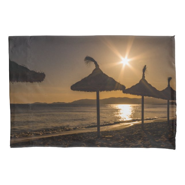 Sunset on the beach, Mallorca, Spain Pillowcase (Front)