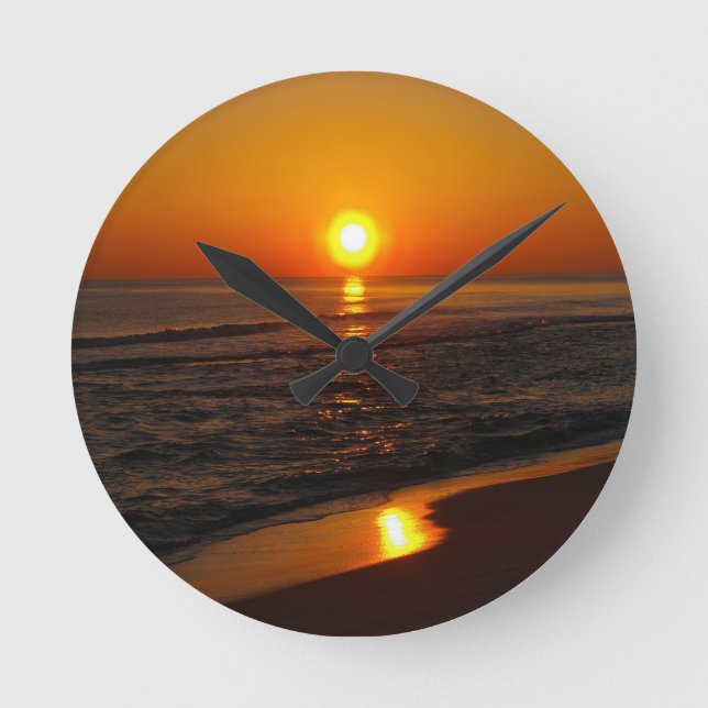 Sunset on the Beach Photograph Round Clock (Front)