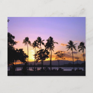 Sunset on the beach postcard