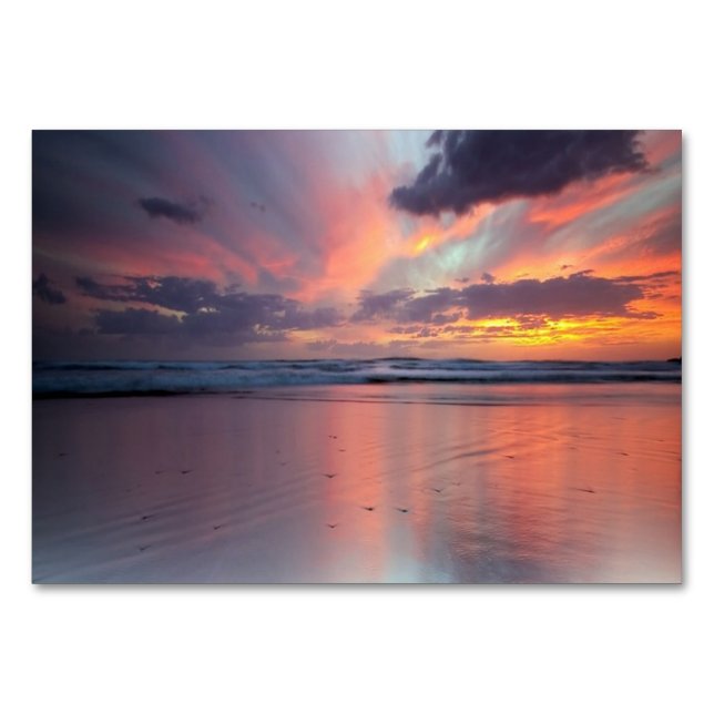 Sunset on the beach table number (Front)