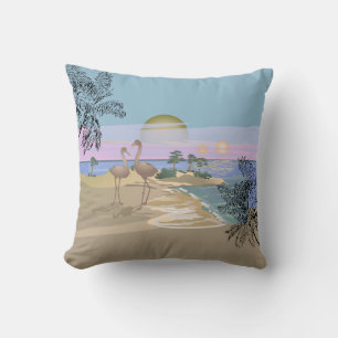 Sunset On the Beach Throw Pillow