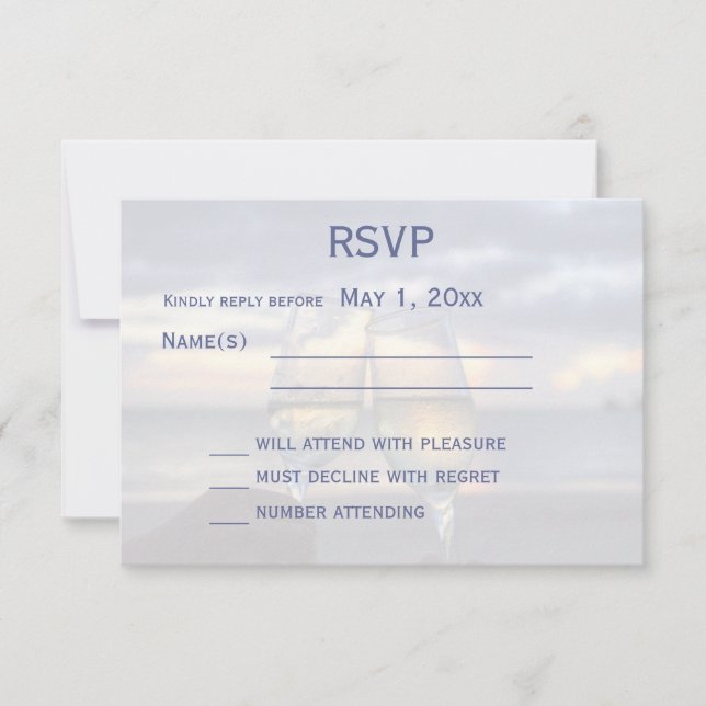 Sunset On The Beach Wedding RSVP Card (Front)