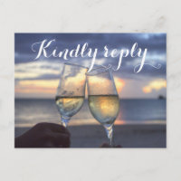 Sunset On The Beach Wedding RSVP Postcards