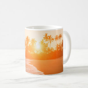 Sunset on the Beach with Coconut Palms   Sri Lanka Coffee Mug
