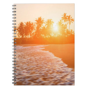 Sunset on the Beach with Coconut Palms Sri Lanka Notebook