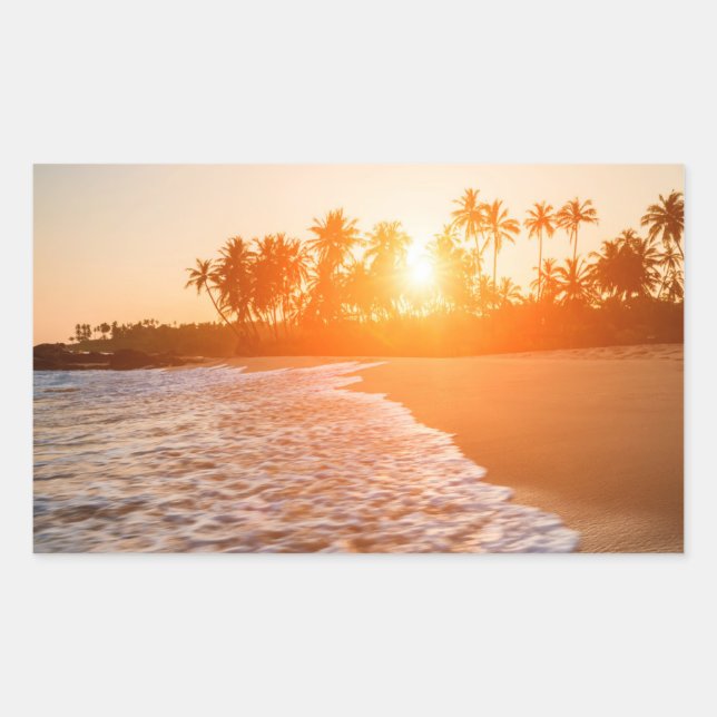 Sunset on the Beach with Coconut Palms | Sri Lanka Sticker (Front)