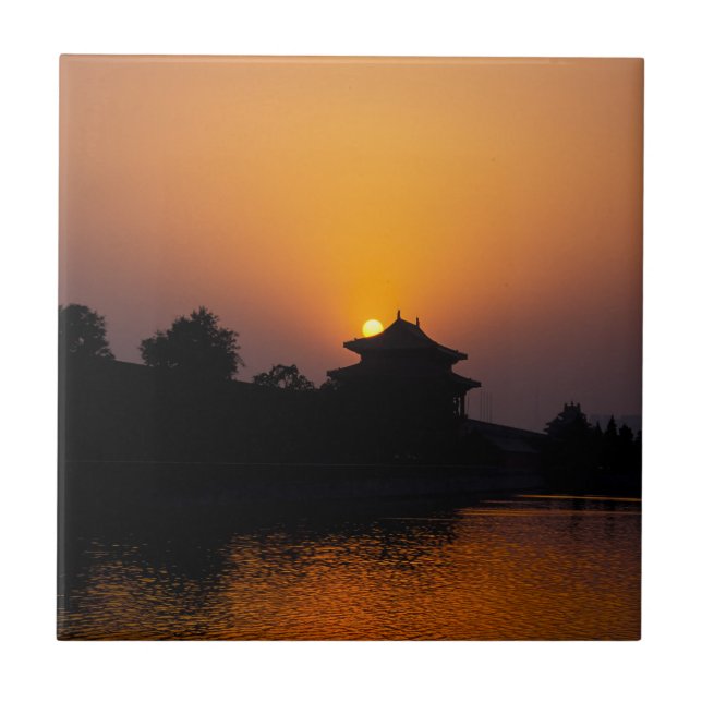 Sunset on the Forbidden city - Beijing, China Tile (Front)
