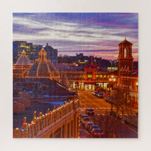 Sunset on the Kansas City Plaza Lights Jigsaw Puzz Puzzle