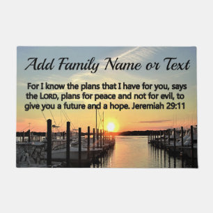 SUNSET ON THE LAKE JEREMIAH 29:11 PERSONALIZED DOORMAT