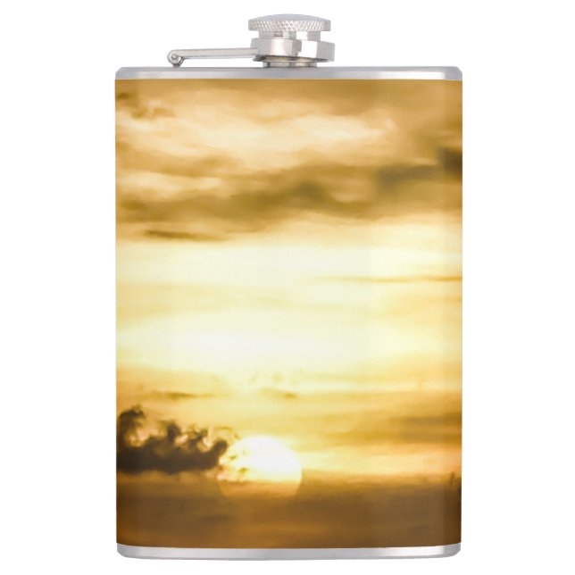 Sunset On The Pacific Ocean Hip Flask (Front)