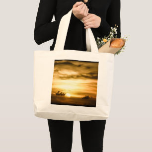 Sunset On The Pacific Ocean Large Tote Bag