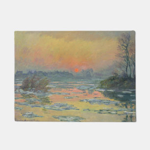 Sunset on the River Seine in Winter (Claude Monet) Doormat