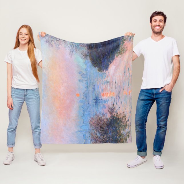 Sunset on the Seine Claude Monet   Fleece Blanket (In Situ)