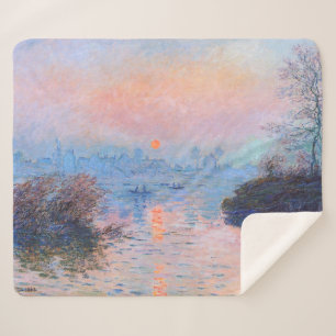 Sunset on the Seine Claude Monet Sherpa Blanket
