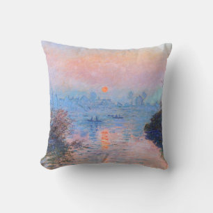 Sunset on the Seine Claude Monet  Throw Pillow