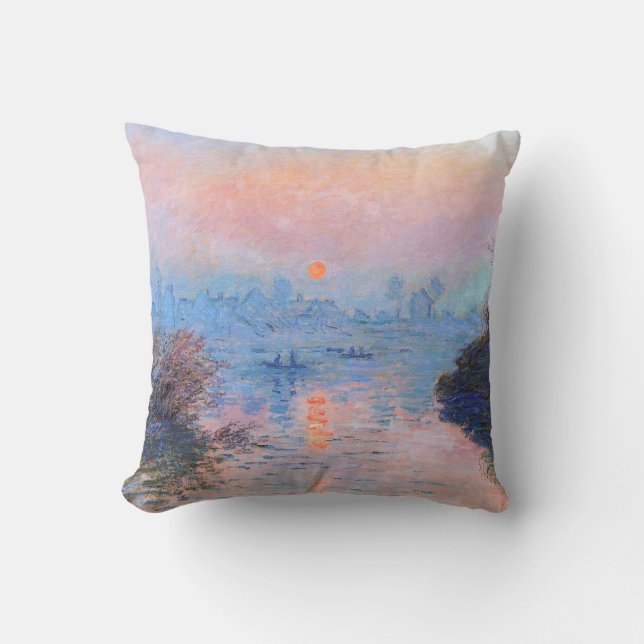 Sunset on the Seine Claude Monet  Throw Pillow (Front)