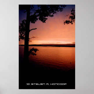 Sunset on the shore poster