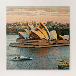 Sunset on the Sydney Opera House - 20x20 - 676 pcs Jigsaw Puzzle