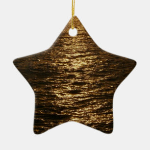 Sunset on the Water Abstract Ocean Photography Ceramic Ornament