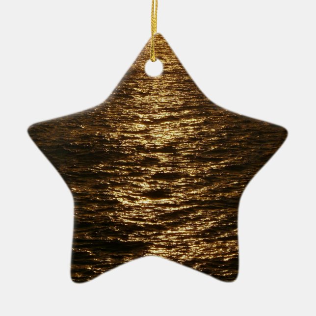 Sunset on the Water Abstract Ocean Photography Ceramic Ornament (Front)