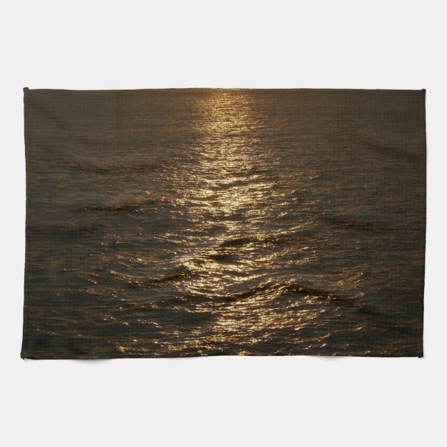 Sunset on the Water Abstract Ocean Photography Kitchen Towel (Horizontal)