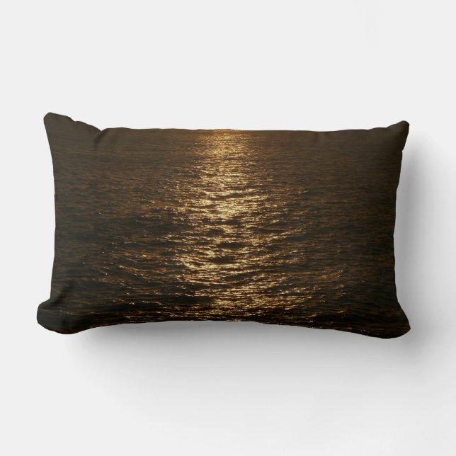 Sunset on the Water Abstract Ocean Photography Lumbar Pillow (Front)