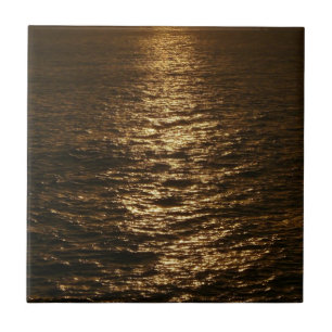 Sunset on the Water Abstract Photography Tile