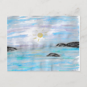 Sunset on the water holiday postcard