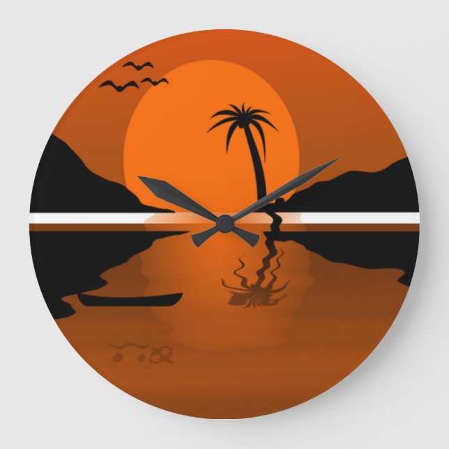 SUNSET ON THE WATER LARGE CLOCK (Front)