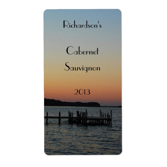 Sunset on the Water wine label (Front)