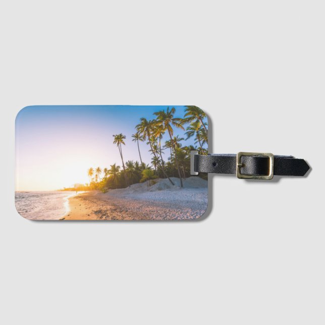 Sunset on Tropical Beach | Dominican Republic Luggage Tag (Front Horizontal)