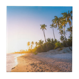 Sunset on Tropical Beach   Dominican Republic Tile