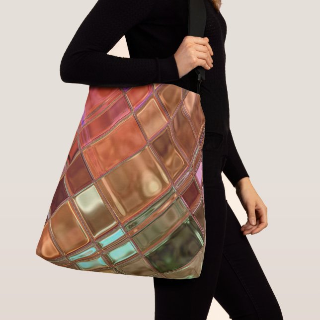 Sunset on Water Emerald Gold Copper Crossbody Bag (Close Up)