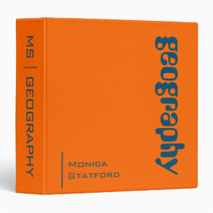 Sunset Orang Personalized Geography School Subject Binder